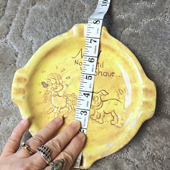 RISQUE ASHTRAY NOT UNTIL YOU SHAVE POODLE SCOTTIE DOGS DIRTY HUMOR VTG MANCAVE - Picture 5 of 6